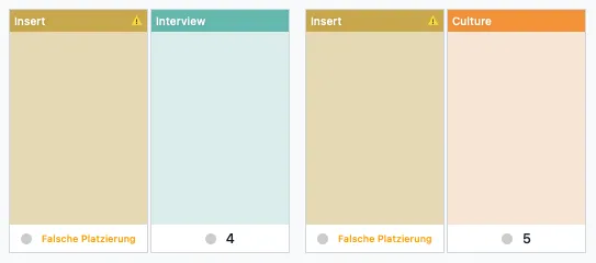 Zwei als „Beileger“ definierte Seiten zeigen eine Warnung über eine falsche Platzierung.