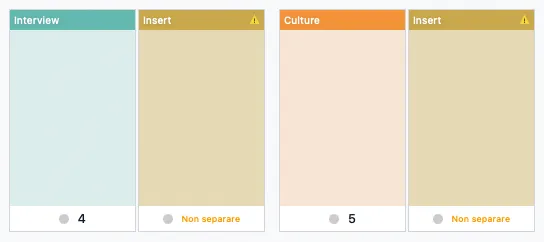 Due pagine definite con la categoria «inserto» mostrano un avviso che non devono essere separate.